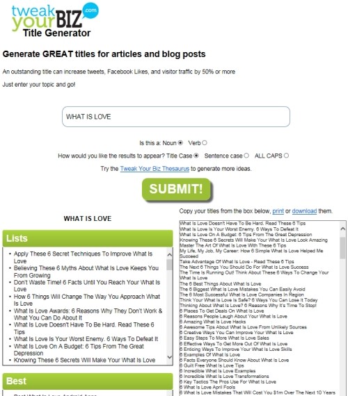 tweakyourbiz title generator